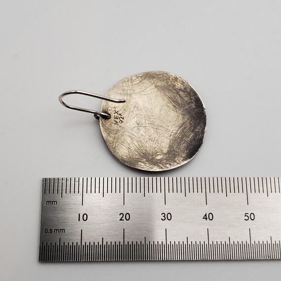 925 Sterling Silver Double Circle Rough Pattern D… - image 4