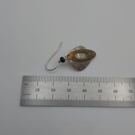 Sterling Silver Textured Two Tone Pattern Earring… - image 4