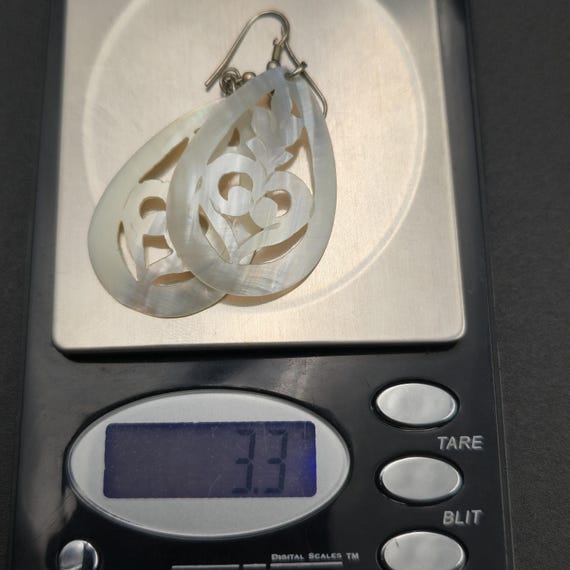 Silver Plated Cutout Design White Shell Handmade … - image 5