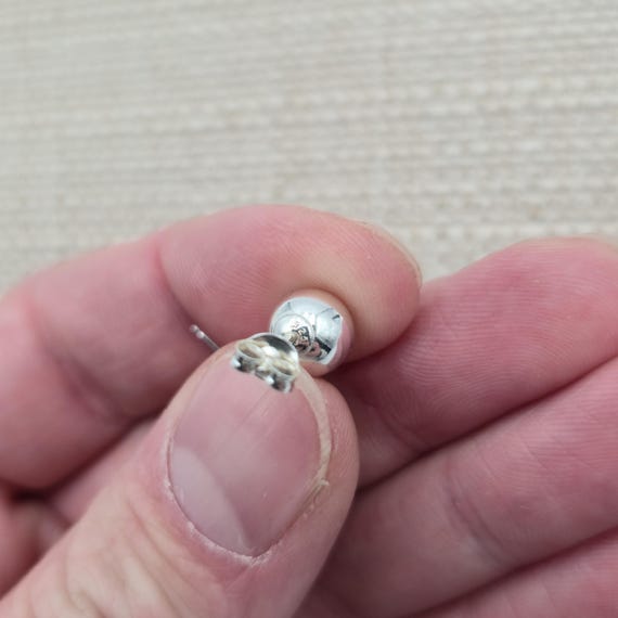 Sterling Silver Bright Ball Orb Stud Earrings A43… - image 3