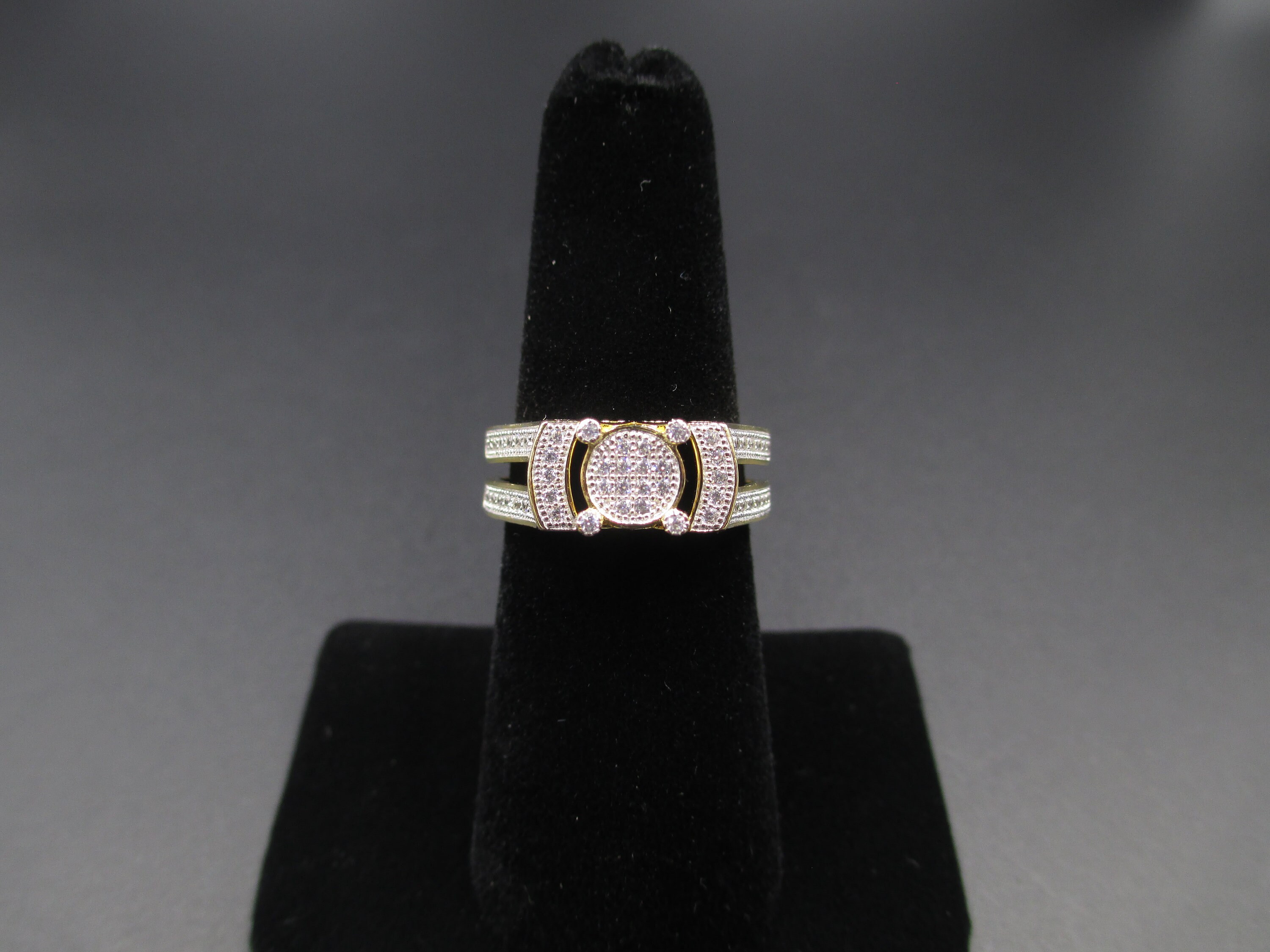 Vintage Size 6.25 925 Sterling Silver Pave Style Cubic