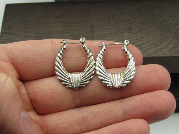Sterling Silver Rustic Wings Style Dangle Earring… - image 1