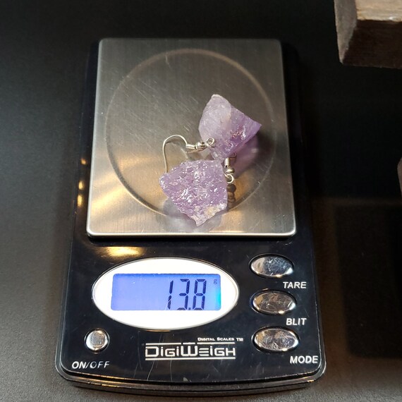 Sterling Silver Amethyst Rough Stone Earrings - image 5