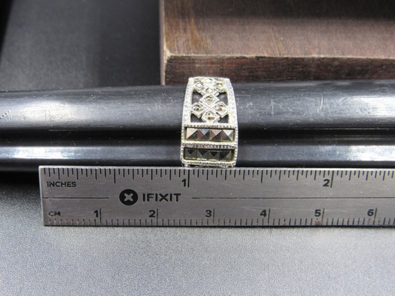 Size 6.75 Sterling Silver Cool Pattern Marcasite … - image 6