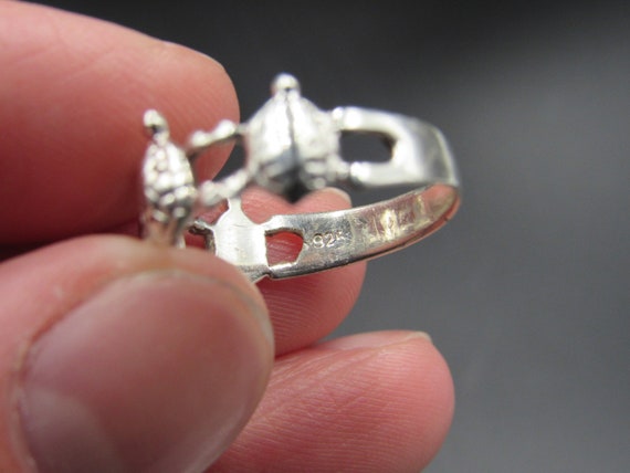 Size 7.5 Sterling Silver Multiple Turtle Band Rin… - image 5