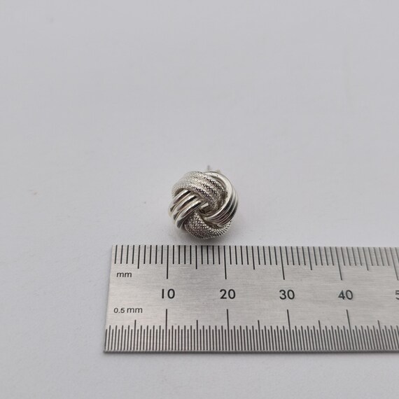 Sterling Silver Solid Textured Knot Stud Earrings… - image 5