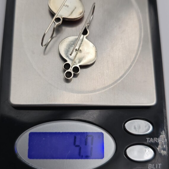 Sterling Silver Oval Red Shell Unique Earrings A2… - image 5