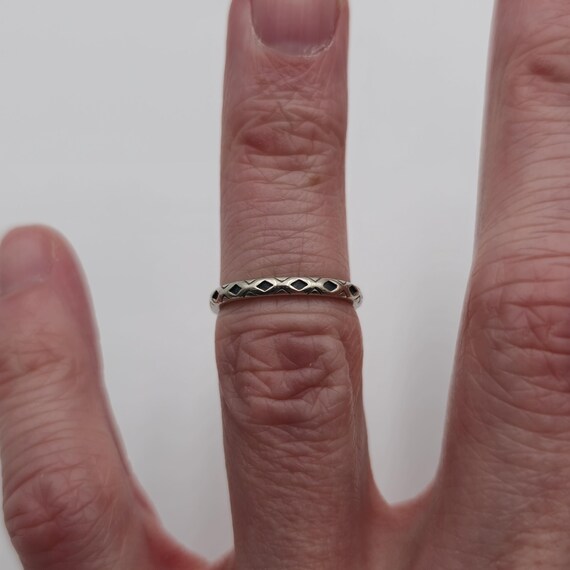 Size 5 Sterling Silver Unique Pattern Unisex Ring… - image 2