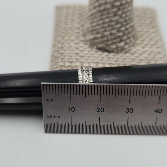 Size 4.75 Sterling Silver Rustic Pattern Open Ban… - image 6