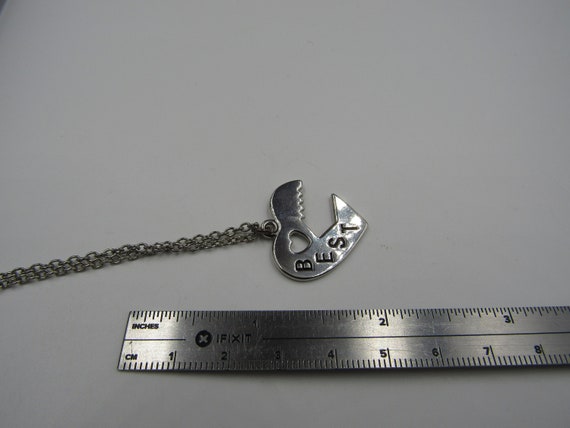 16" Silver Tone Broken Heart Necklace Vintage Cos… - image 3