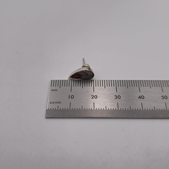 950 Silver Shell Inlay Leaf Nature Stud Earrings … - image 5