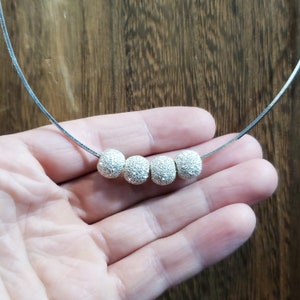 14 Inch 925 Sterling Silver Four Textured Spheres Chain Necklace
