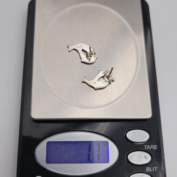 Sterling Silver Double Dolphin Stud Earrings A2478 - image 6