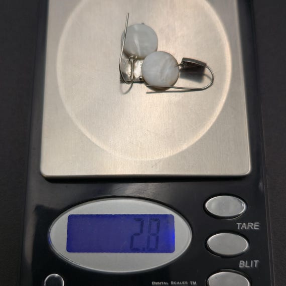 Sterling Silver White Shell Square Face Dangle Ea… - image 5