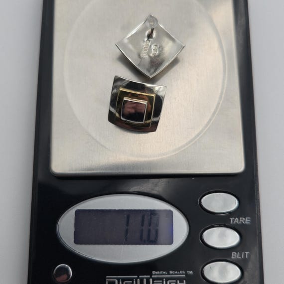 Sterling Silver Two Tone Pattern Solid Earrings A… - image 6