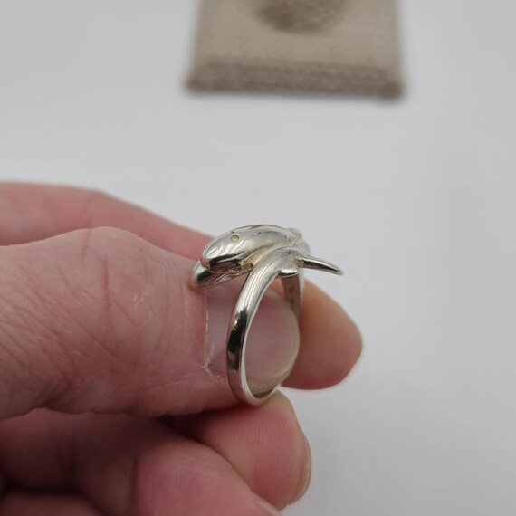 Size 7.75 Sterling Silver Solid Dolphin Animal Ri… - image 3