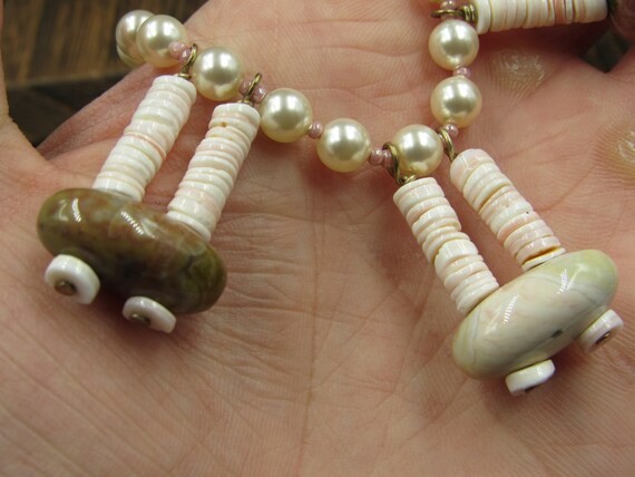 24" Sterling Silver Faux Pearl With Shells And St… - image 3