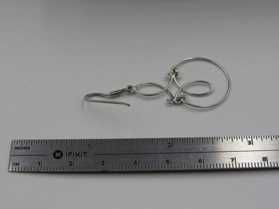 Sterling Silver Unique Pattern Dangle Earrings Vi… - image 4