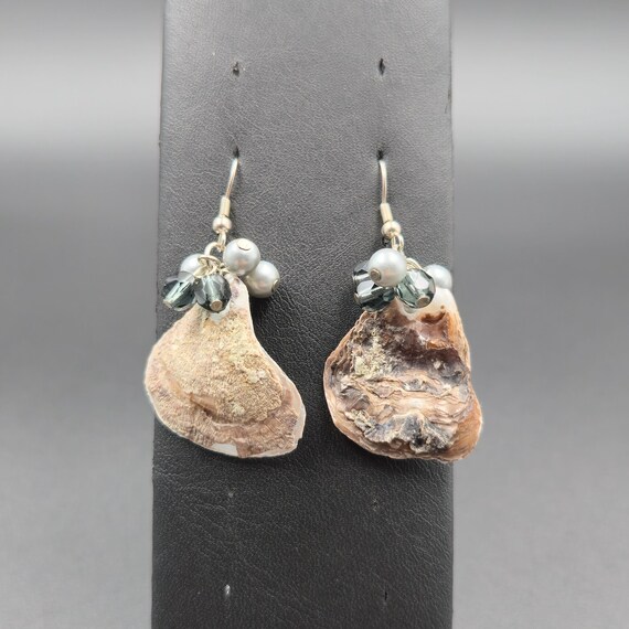 Silver Over Copper Genuine Shell With Accents Ear… - image 1