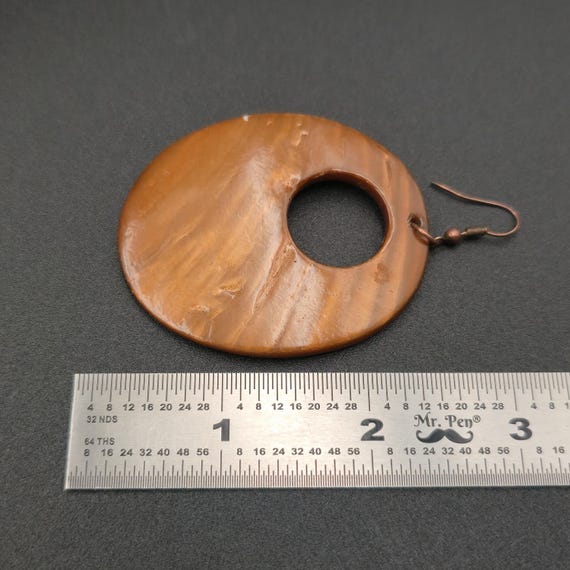 Copper Large Heavy Thick Shell Dangle Earrings B9… - image 5