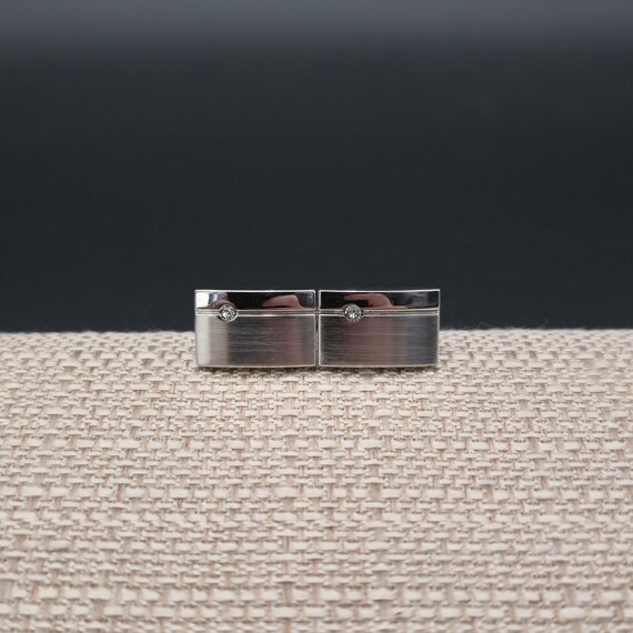 Vintage Two Tone Brushed Silver Brushed Cufflinks A8019