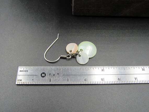 Sterling Silver Three Circle Shell Dangle Earring… - image 5