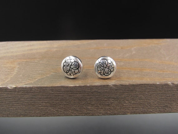 Silver Tone Alex And Ani Pattern Stud Earrings Vi… - image 1