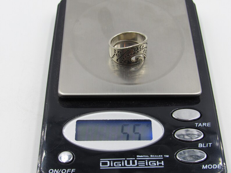 Size 5.75 Sterling Silver Unique Scrolled Band Ring Vintage Statement Engagement Wedding Promise Anniversary Bridal Cocktail Friendship