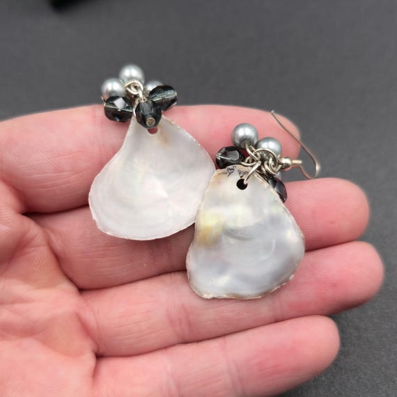 Silver Over Copper Genuine Shell With Accents Ear… - image 3