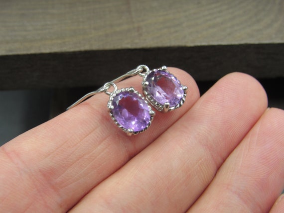 Sterling Silver Braid Pattern Amethyst Gemstone E… - image 2