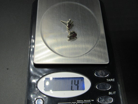 Sterling Silver Red Ruby Bow Face Stud Earrings V… - image 7