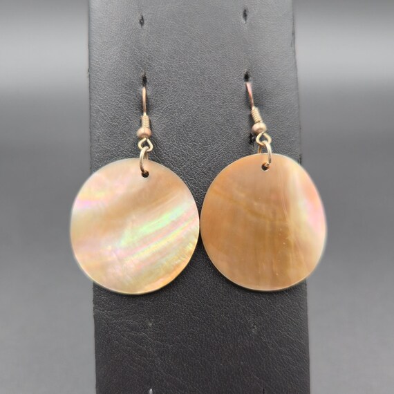 Copper Simple Round Shell Beach Dangle Earrings A… - image 1