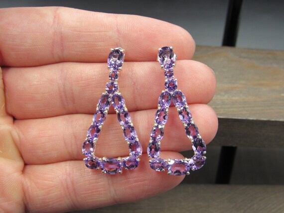 Sterling Silver Brilliant Triangle Shape Amethyst… - image 1