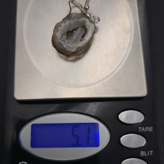 Silver Plated Agate Geode Stone Dangle Earrings A… - image 5