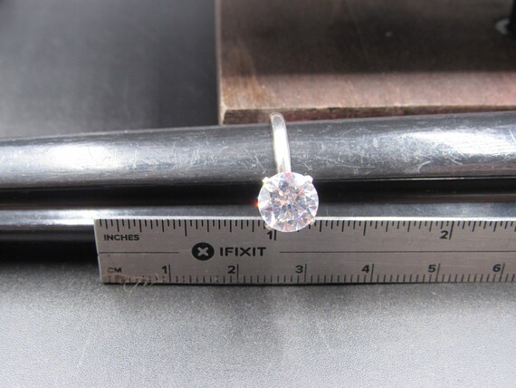 Size 8.75 Sterling Silver Simple Solitaire CZ Gem… - image 7