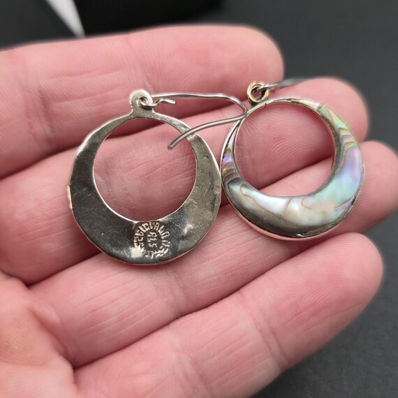 Sterling Silver Abalone Shell Beach Dangle Earrin… - image 3