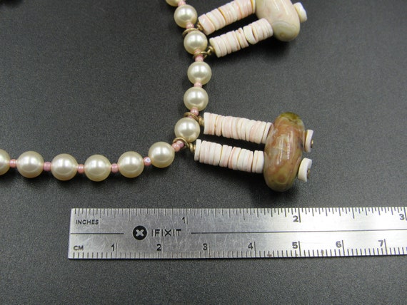 24" Sterling Silver Faux Pearl With Shells And St… - image 6