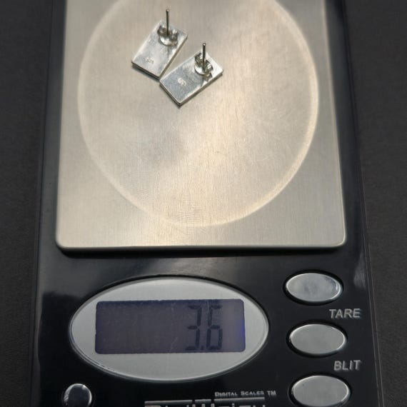 Sterling Silver Hammered Small Rectangle Stud Ear… - image 6