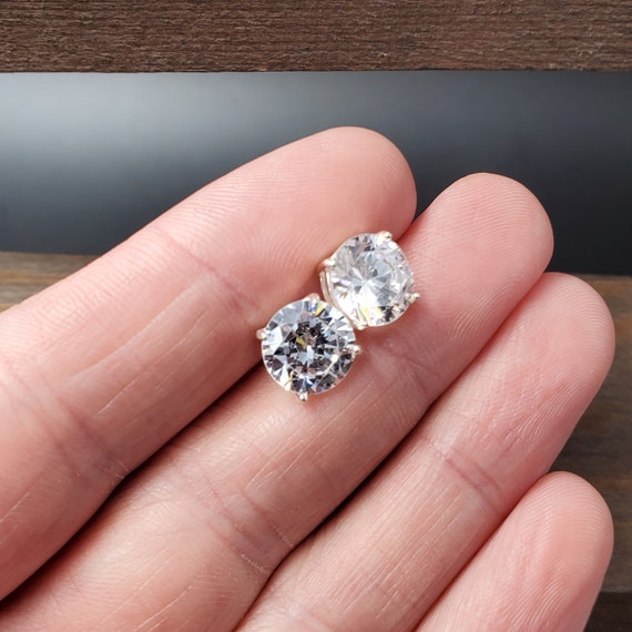 Sterling Silver Bright Large Clear Simple Cubic Z… - image 2