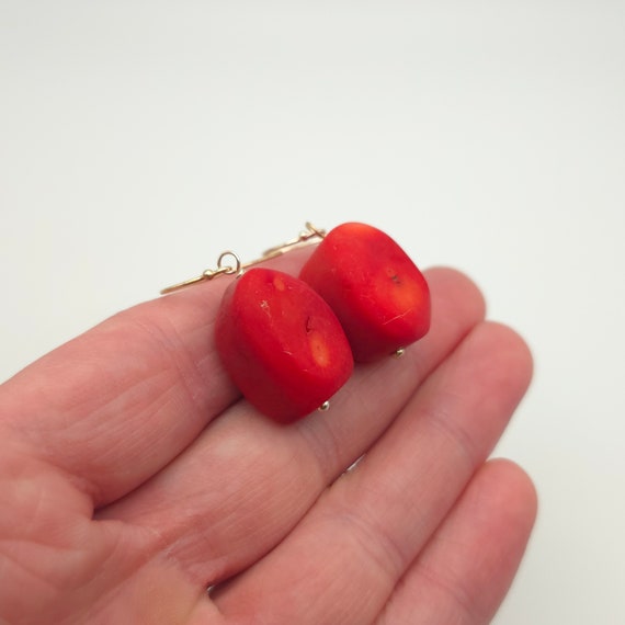 925 Sterling Silver Large Chunky Red Shell Dangle… - image 2