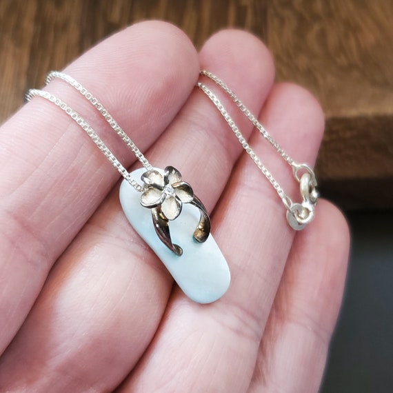 16 Inch Sterling Silver Rustic Blue Shell Beach S… - image 3