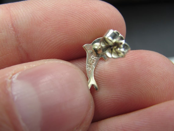 Sterling Silver Very Tiny Dolphin Stud Earrings - image 5