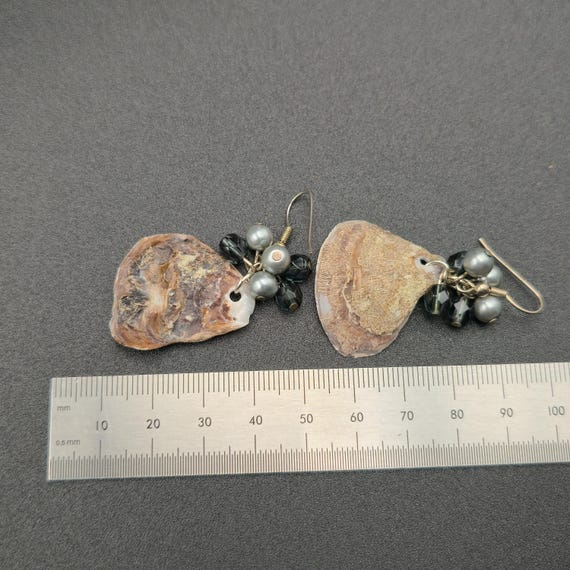 Silver Over Copper Genuine Shell With Accents Ear… - image 4