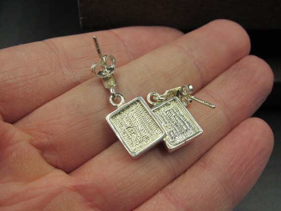 Sterling Silver Simple White Shell Rectangle Earr… - image 4