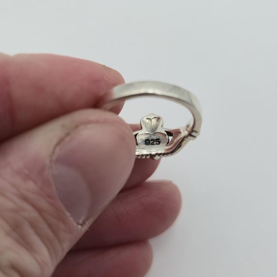 Size 4.75 Sterling Silver Solid Claddagh Band Rin… - image 5