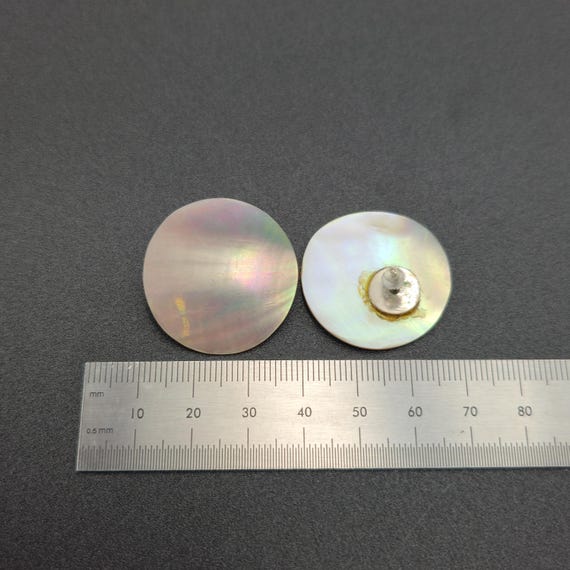 Silver Plated White Circle Shell Handmade Earring… - image 4