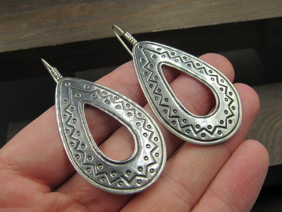 Sterling Silver Cool Large Pattern Dangle Earring… - image 2