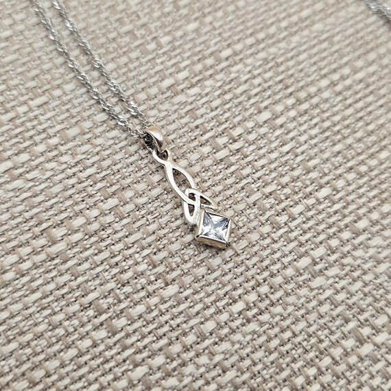 16 Inch Sterling Silver Celtic Pattern Cubic Zirc… - image 2