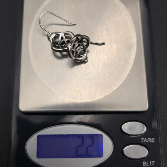 Sterling Silver Celtic Knot Pattern Dangle Earrin… - image 6