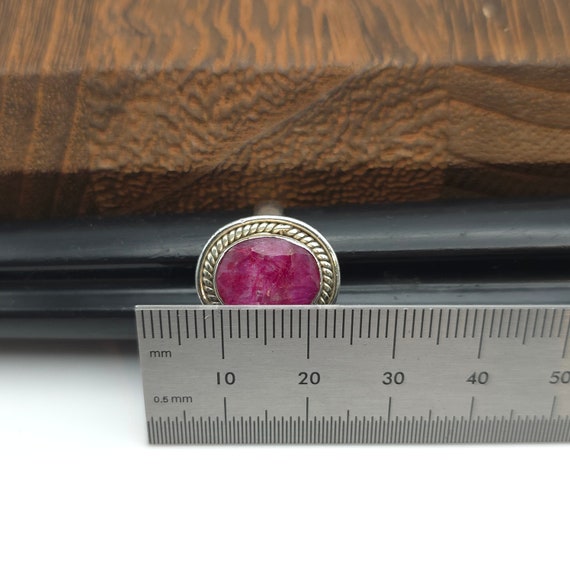 Size 7 Sterling Silver Faceted Rough Ruby Stone R… - image 6